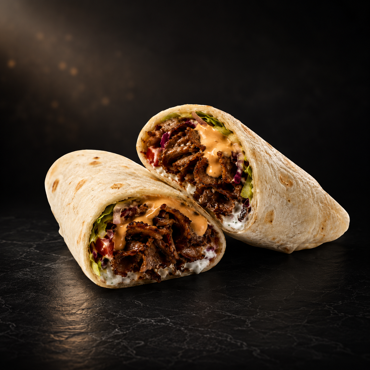 Premium Black Angus Rindfleisch — vom Spiess geschnitten